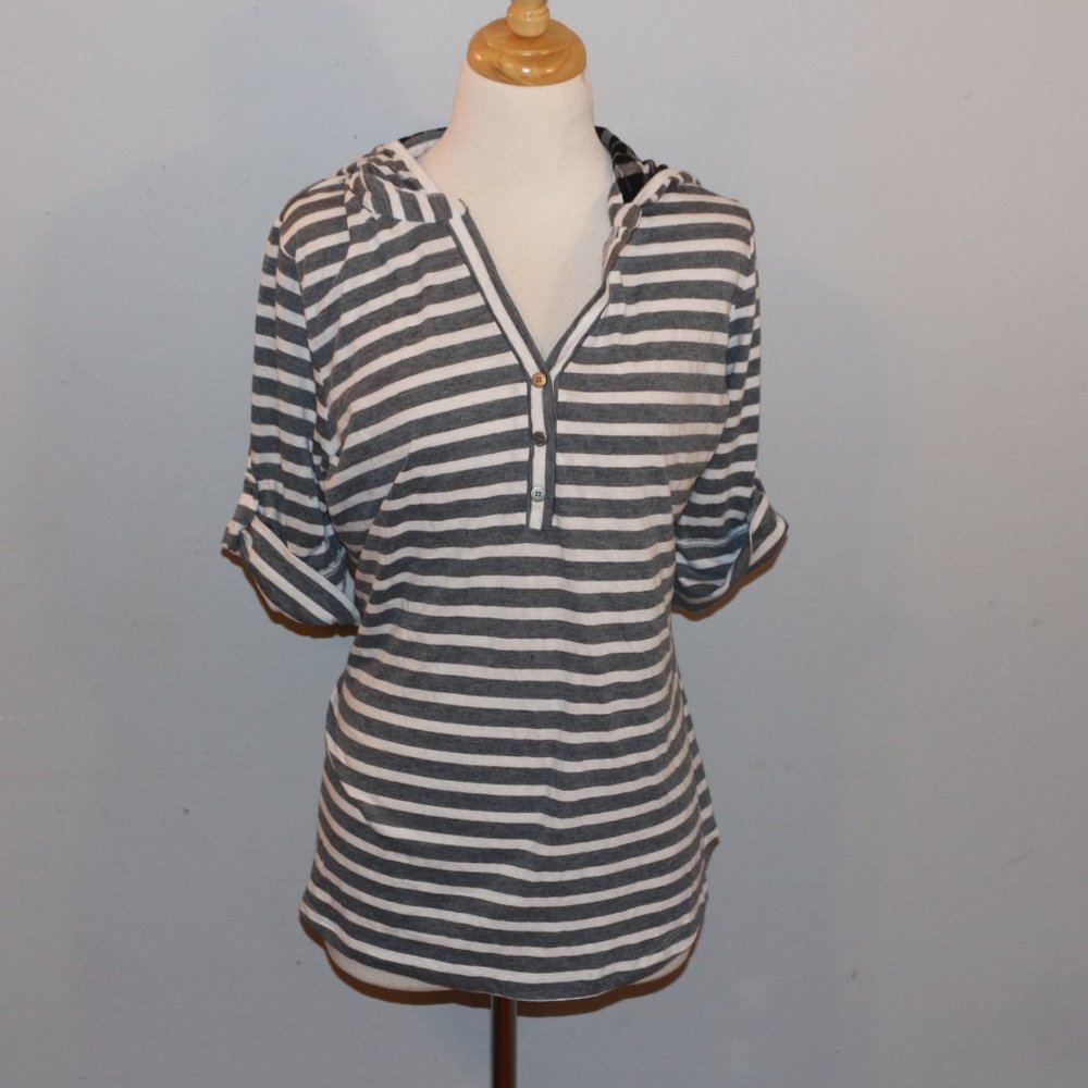 Bongo Size 2X Jr Gray and White Hooded Shirt Top Vintage 90s